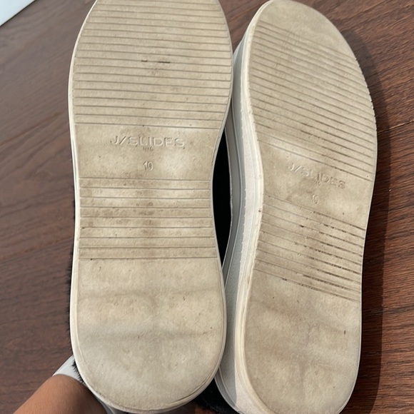 J/SLIDES Women’s Black Platform Suede and Fur Trim Slip On Shoes Size 10 - Picture 6 of 7